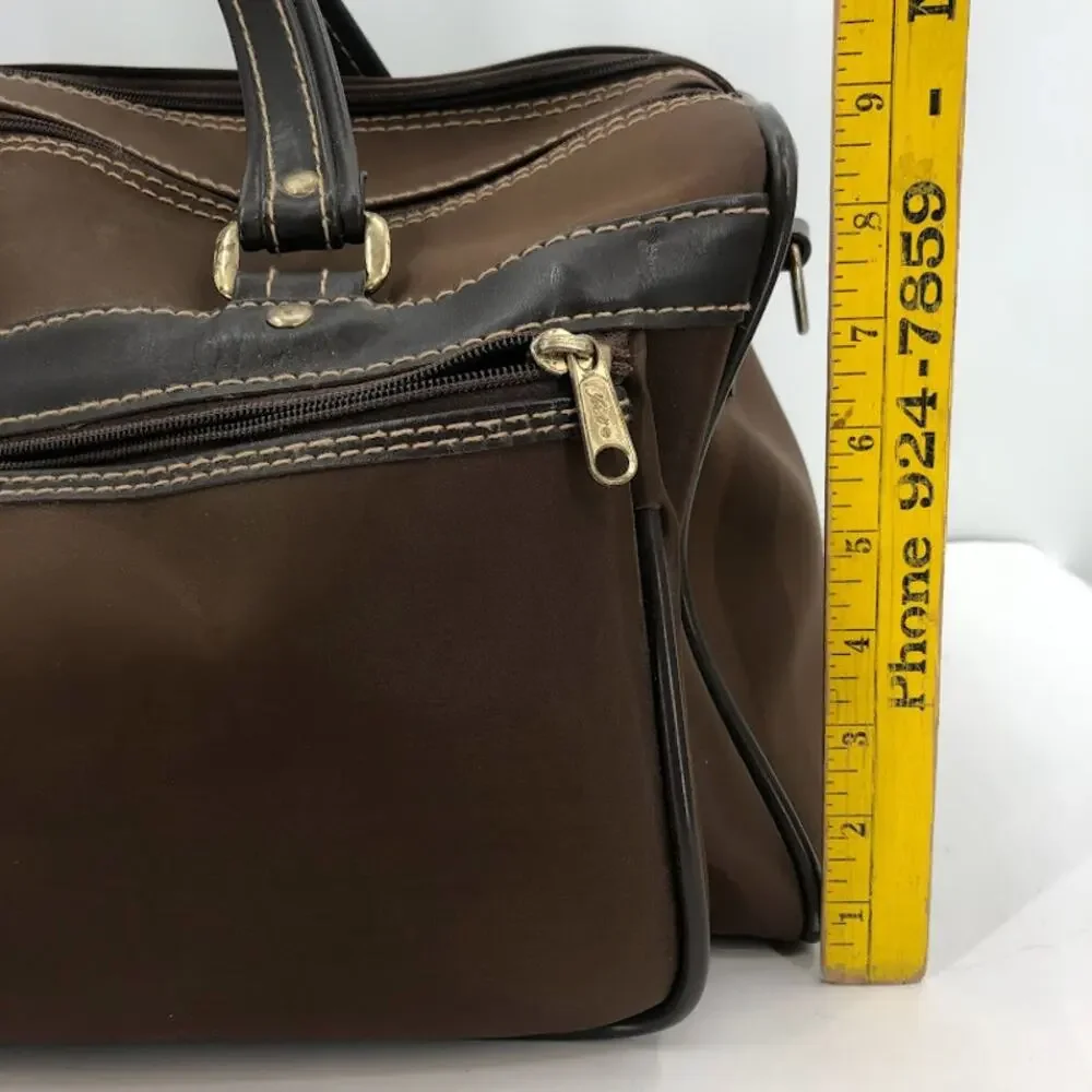 Verdi International VINTAGE Travel Tote top handle duffle Gym bag Carry on Brown